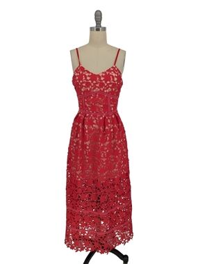 NEW Choies Lace Midi Dress Red size Small bohemian coastal cowgirl western